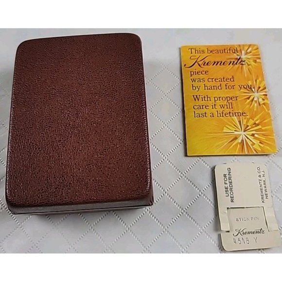 Krementz & Co Wishbone Jewelry Stick Pin 14KT Yellow Gold Overlay Crystal VTG - Picture 16 of 16